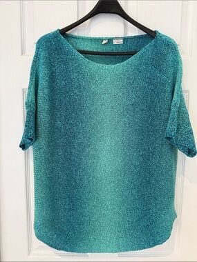Vintage Anthropologie/Moth Teal and Aqua Ombre Knit Top, Size: L